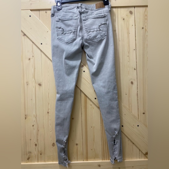 😍😎American Eagle Distress Faded Gray Skinny Stretch Jeans - Picture 3 of 8